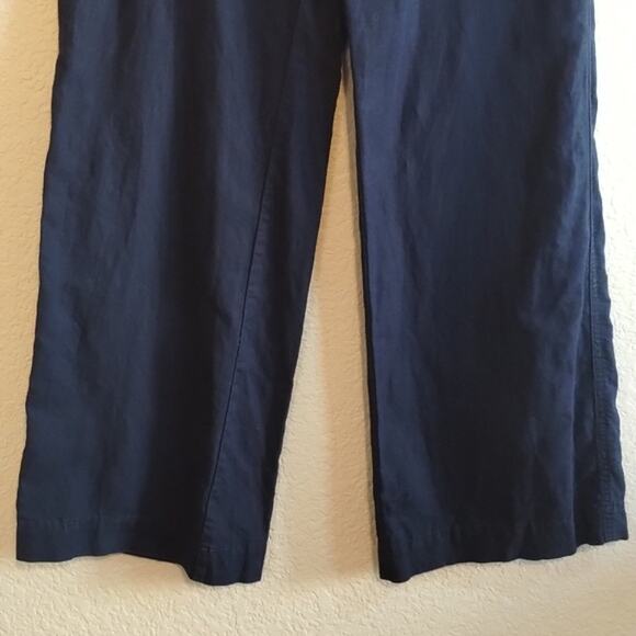 GAP D&R Wide Leg Self Tie Uniform Linen Cotton Navy Blue Trousers Pants 6 2017 - Picture 3 of 16
